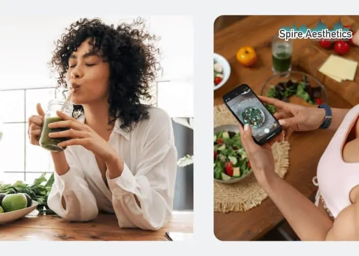 Image of woman looking into her diet and fat freezing Bletchley to improve her health