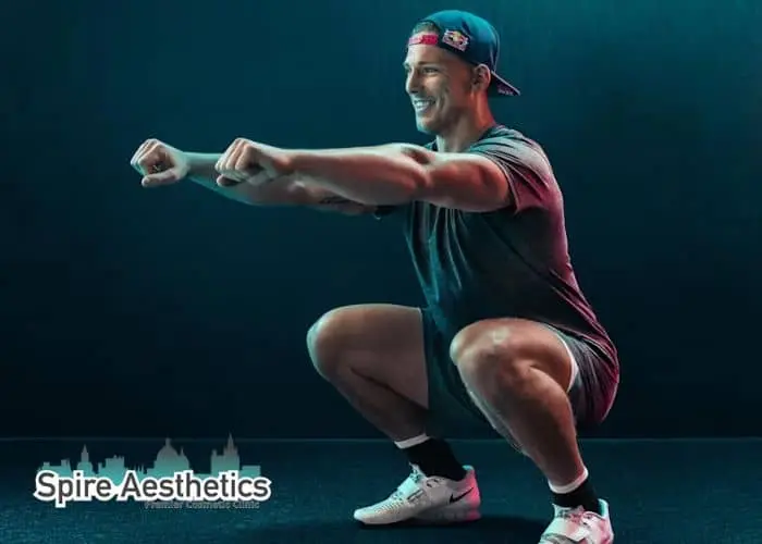 Image of man build leg muscle Bletchley through exercise